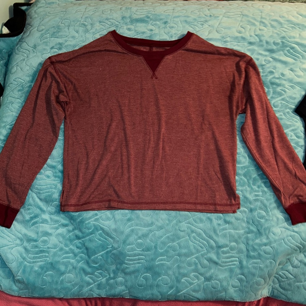Burgundy Arizona brand flannel style long sleeve crop top